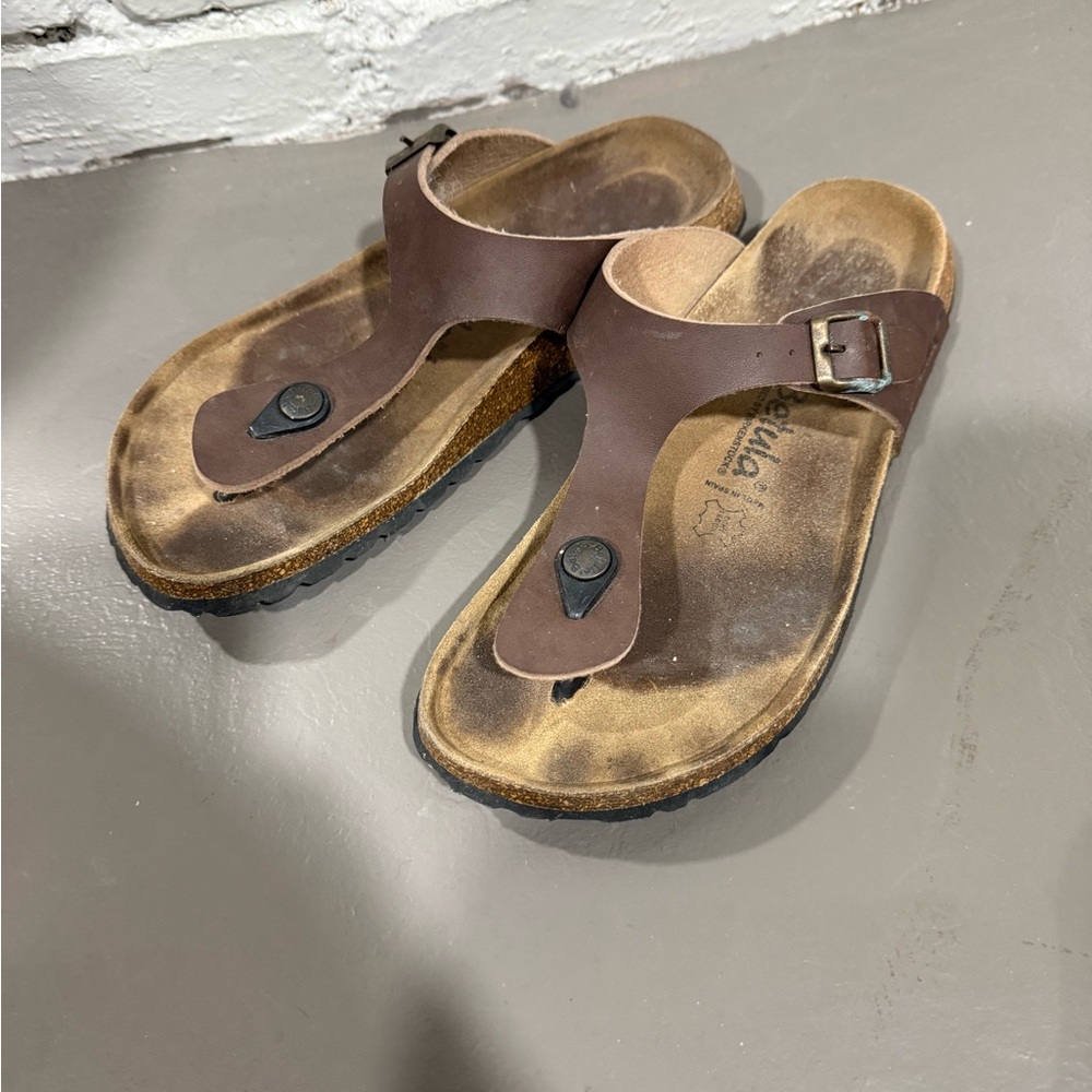 Birkenstock Betula Brown Gizeh Leather Sandals